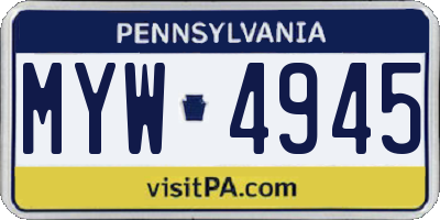 PA license plate MYW4945