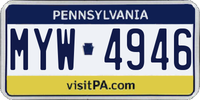 PA license plate MYW4946