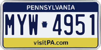 PA license plate MYW4951