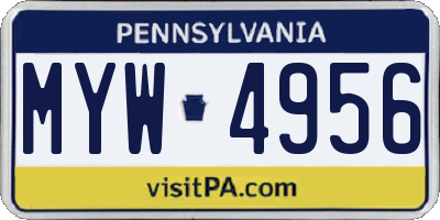 PA license plate MYW4956