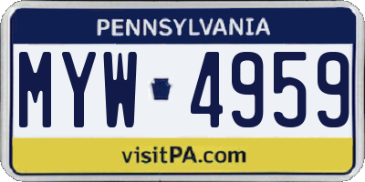PA license plate MYW4959