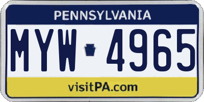 PA license plate MYW4965