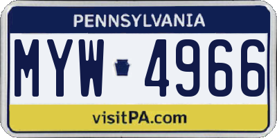 PA license plate MYW4966