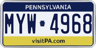 PA license plate MYW4968