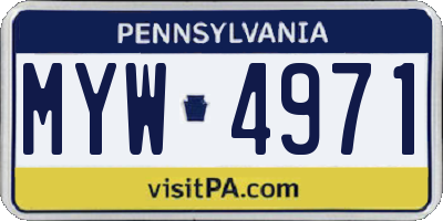PA license plate MYW4971