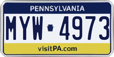 PA license plate MYW4973