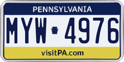 PA license plate MYW4976