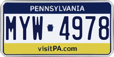 PA license plate MYW4978