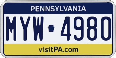 PA license plate MYW4980
