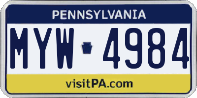 PA license plate MYW4984