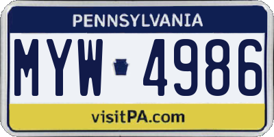 PA license plate MYW4986