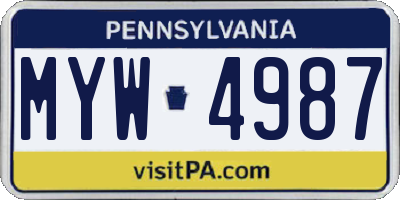 PA license plate MYW4987