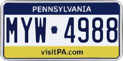 PA license plate MYW4988