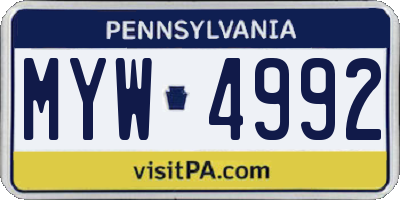 PA license plate MYW4992