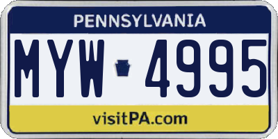 PA license plate MYW4995