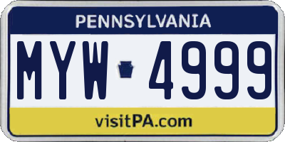 PA license plate MYW4999