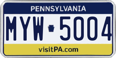 PA license plate MYW5004