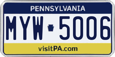 PA license plate MYW5006