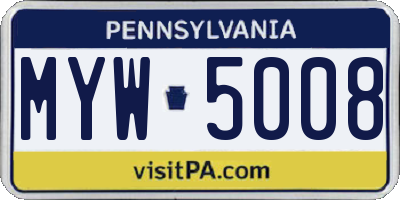 PA license plate MYW5008