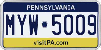PA license plate MYW5009
