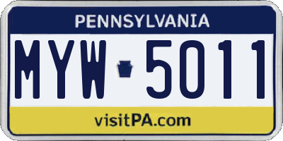 PA license plate MYW5011