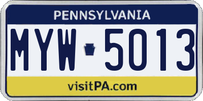 PA license plate MYW5013