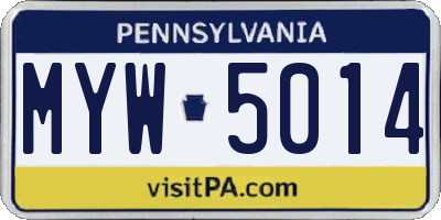 PA license plate MYW5014