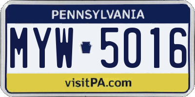 PA license plate MYW5016