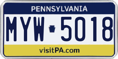 PA license plate MYW5018