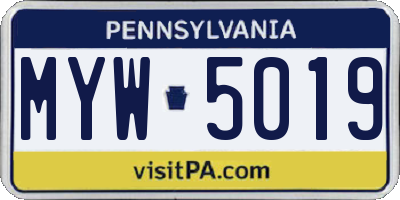 PA license plate MYW5019