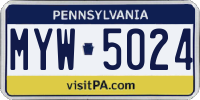 PA license plate MYW5024