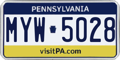 PA license plate MYW5028