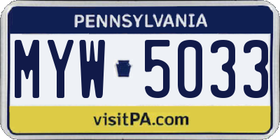 PA license plate MYW5033