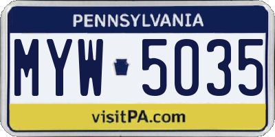 PA license plate MYW5035