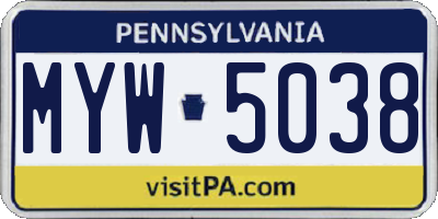 PA license plate MYW5038