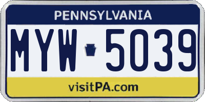 PA license plate MYW5039