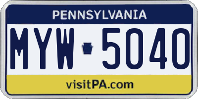 PA license plate MYW5040