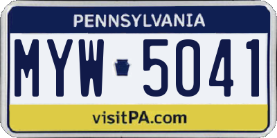 PA license plate MYW5041