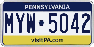 PA license plate MYW5042