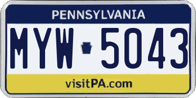 PA license plate MYW5043