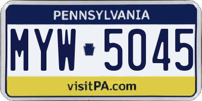 PA license plate MYW5045
