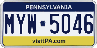PA license plate MYW5046