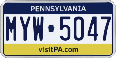 PA license plate MYW5047