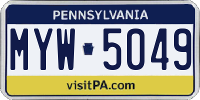 PA license plate MYW5049