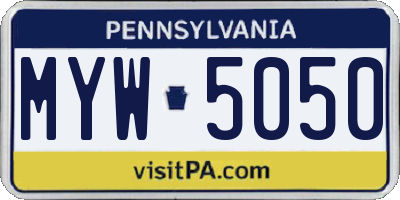 PA license plate MYW5050