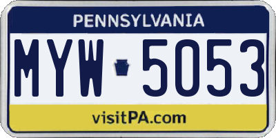 PA license plate MYW5053