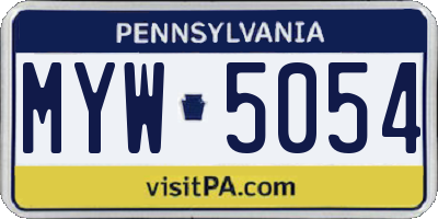 PA license plate MYW5054