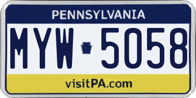 PA license plate MYW5058