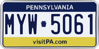 PA license plate MYW5061