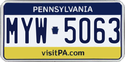 PA license plate MYW5063